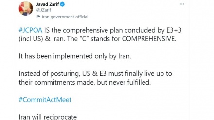 Зариф: Тек Иран ғана «Ортақ қадам» жан-жақты бағдарламасына тұрақты болды
