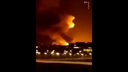 Aramco мұнай өңдеу зауытында болған өрттен жаңа видео